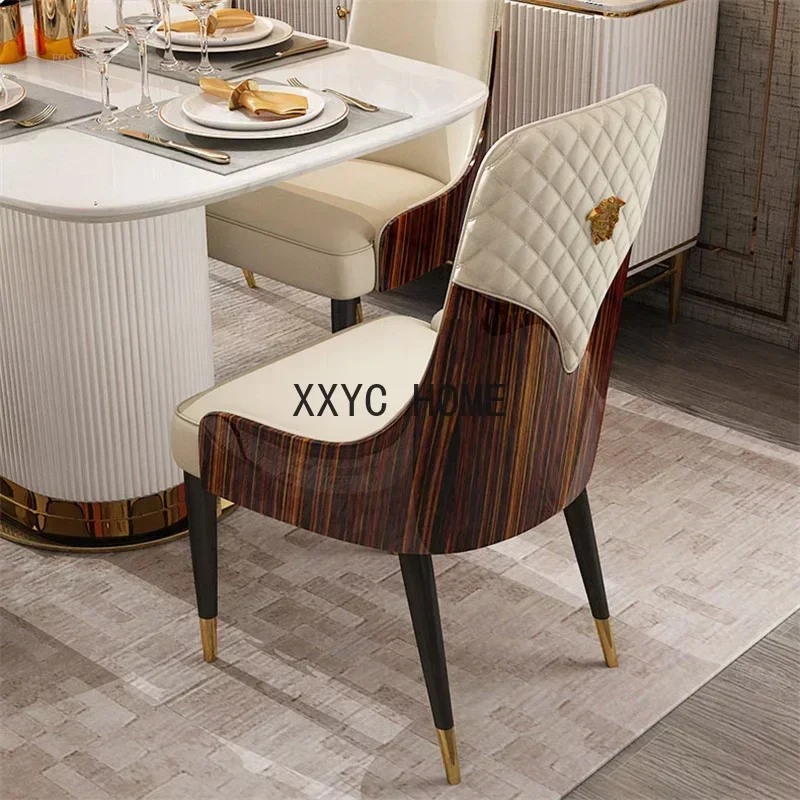 Luxury Italian Solid Wood Dining Chairs Household Leisure Backrest Chair Nordic Armchair American Restaurant Negotiation Chair