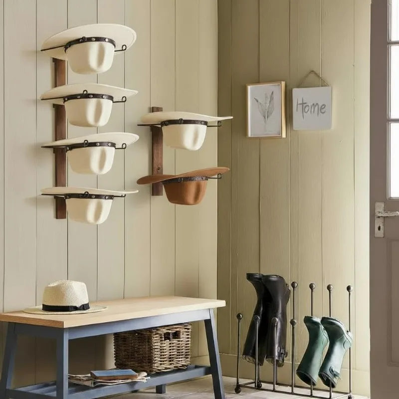 Wall‑Mounted Cowboy Hat Rack Multi‑Purpose Wide‑Brim Hat Storage Holder Space‑Saving Hats Organizer Racks Home Closet Decor