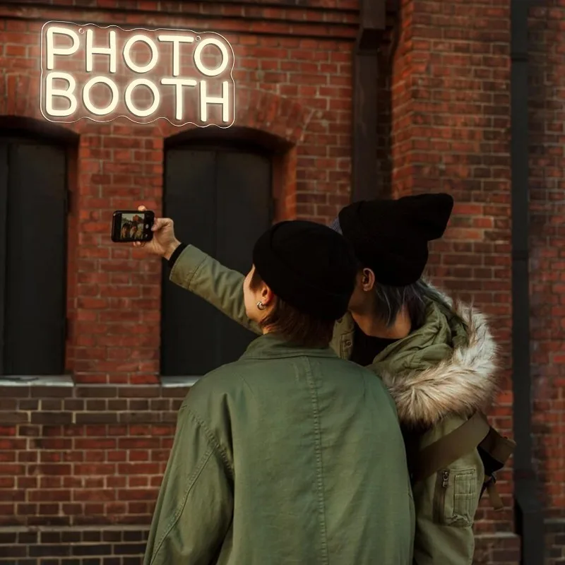 Photo Booth Neon Light, Dimmable Photography Studio Logo LED for Photography Bedroom Wedding Engagement Party Reception Gift