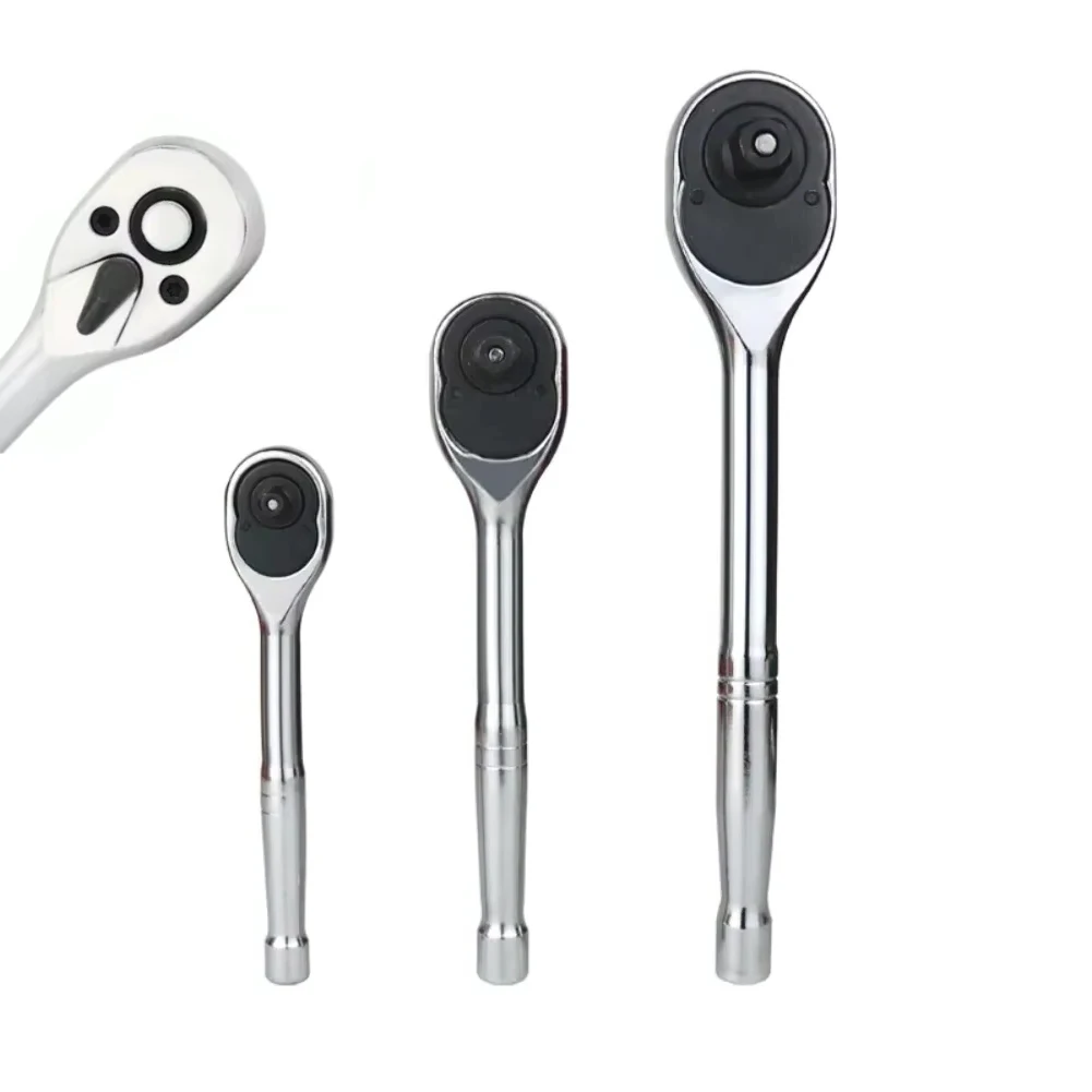 1/4'' 3/8'' 1/2'' Drive Reversible Ratchet Wrench - 24Tooth Quick Release Socket Tool for Automotive Nut Mechanical Hand Repair