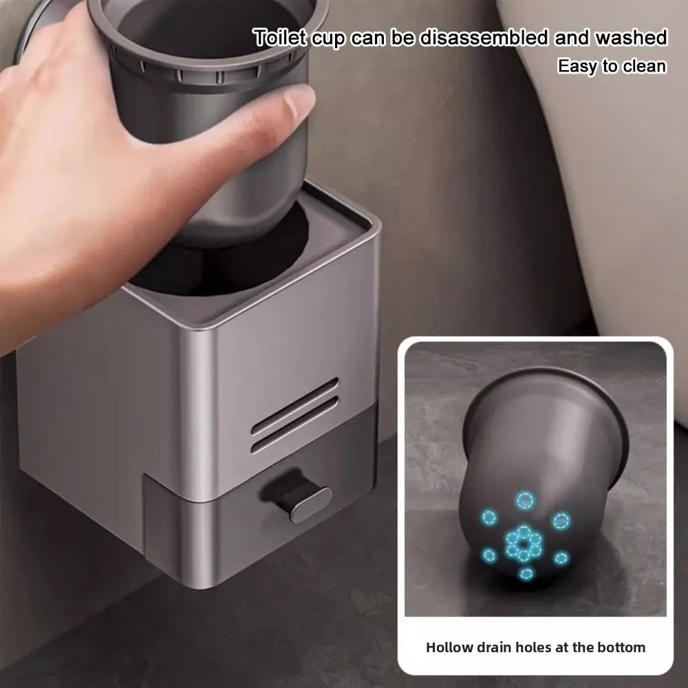 Suction Cup Design Suction Cup Toilet Brush Wall Mounted No Punching Toilet Brush Holder Drain Box Household Use