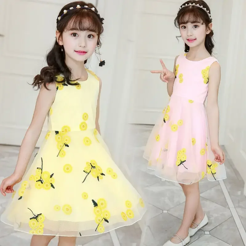 New Summer Girls Casual Dresses 2 3 4 10 To 12 Years Old Elegant Children's Clothing Kids Clothes Student Fashion Princess Dress