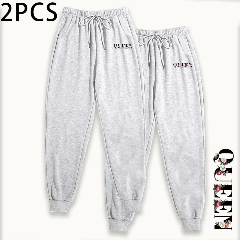 Pantalones para correr para mujer, conjunto de 2 piezas, pantalones de chándal de cintura alta, ropa de salón para otoño e invierno, pantalones casuales de Yoga de ajuste cómodo, pantalones de 2 paquetes