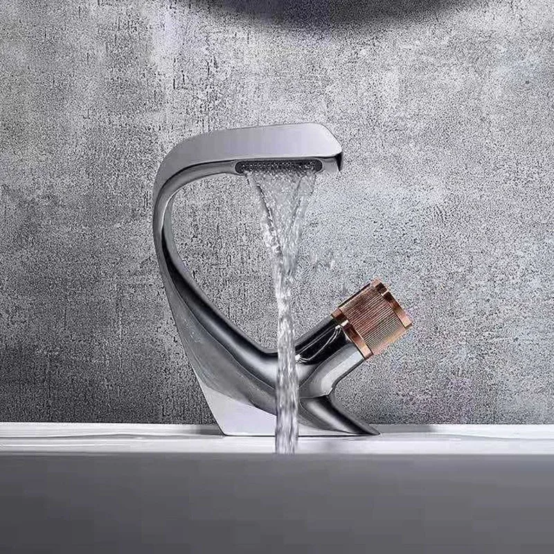 Wash Basin Faucet Solid Brass Waterfall European Style Black Hot Cold Water Hotel Bathroom Under Counter Basin
