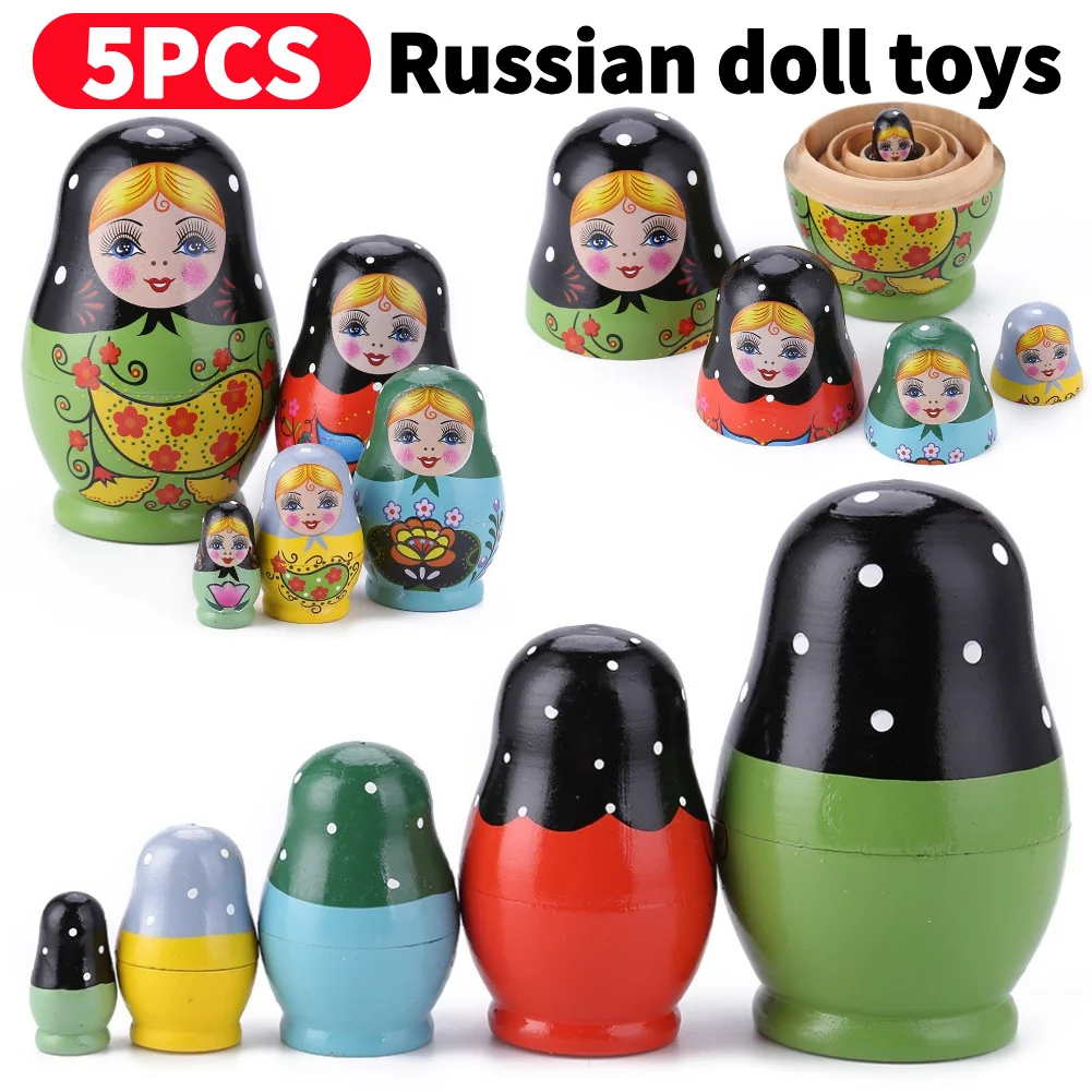 5 طوابق خشبية ماتريوشكا دمية آمنة السلس الفراولة زهرة فتاة ماتريوشكا دمية زخرفة اليدوية رسمت للأطفال هدايا