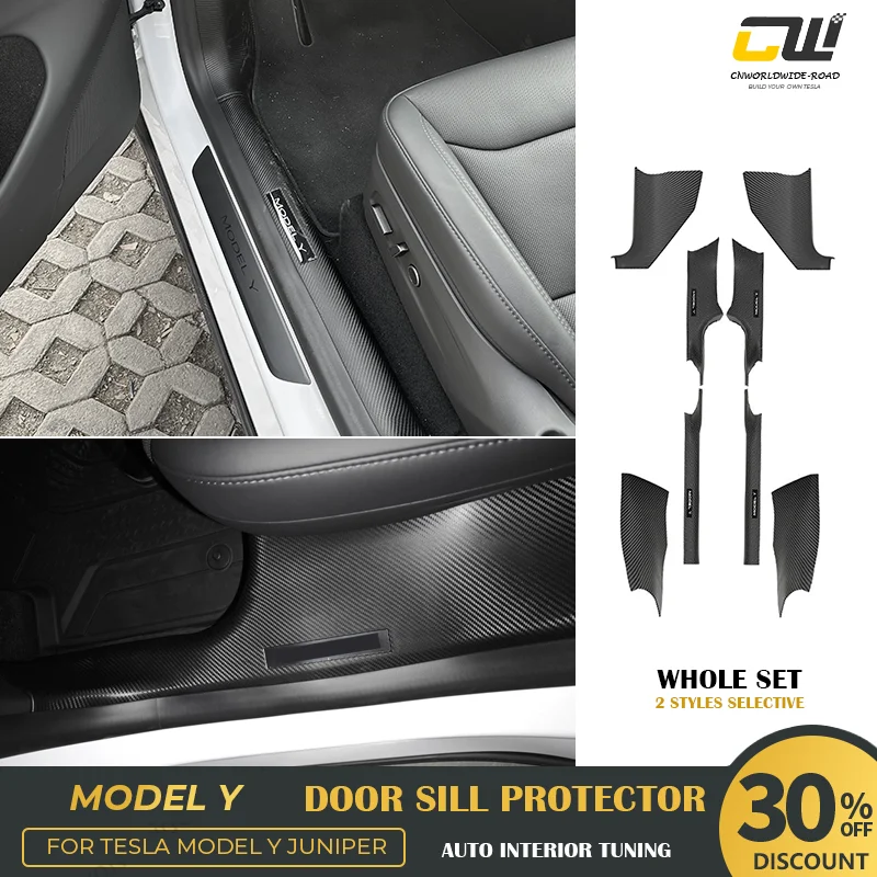 

PP Door Sill Protector Pads for Tesla Model Y Juniper 2025 8Pcs Set Front Rear Anti-Kick Pad Easy Install Wrapping Refit