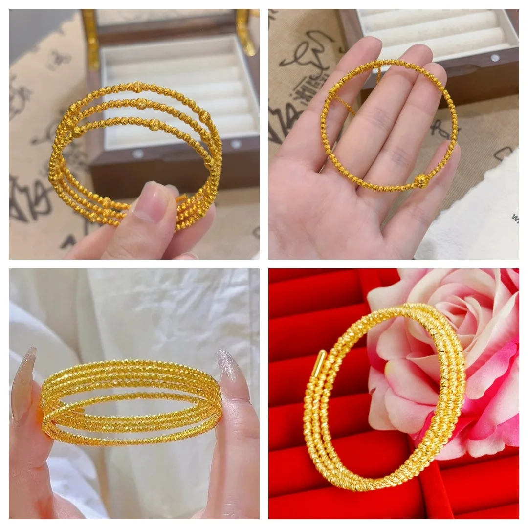 

Luxury 24K 9999 Pure Gold real gold Women's Didi Ball Bracelet Fashion Beaded Bracelet