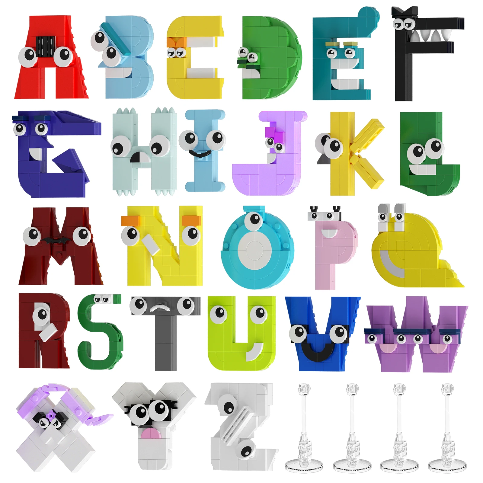 26 Style English Alphabet Lore A-Z Building Blocks Letters Lore A to Z Alphabet 26 Letters Education Bricks Toys For Kids Gifts