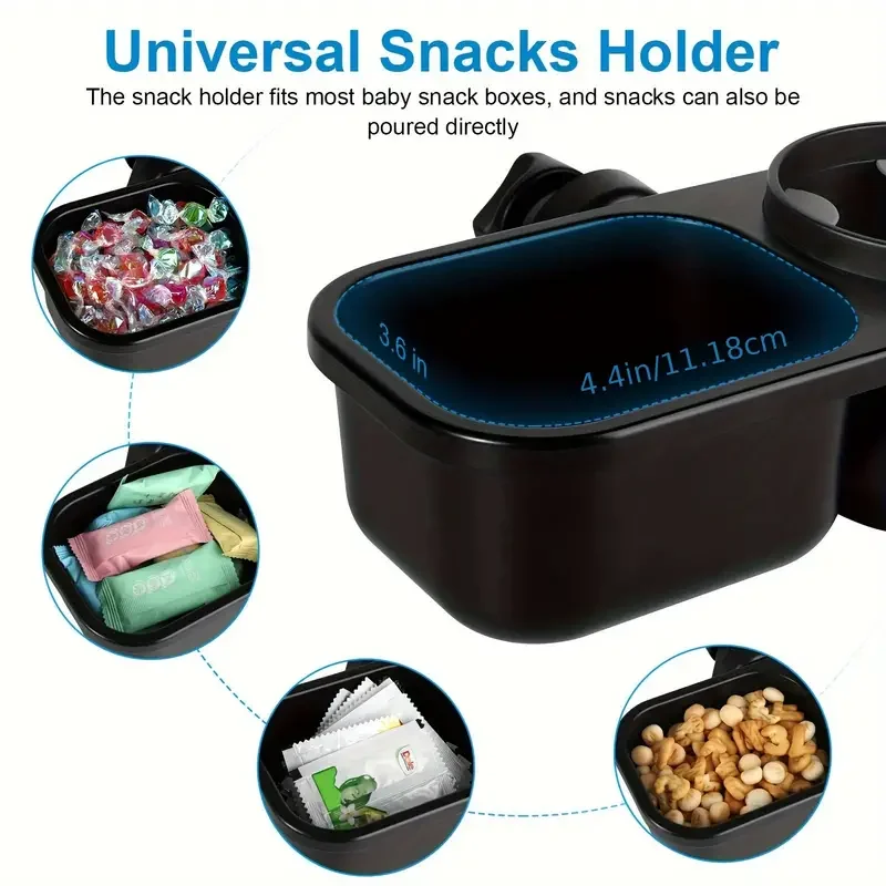 2 in 1 Stroller Snack Tray - Spacious Cup Holder, Large Snack Tray, Non-Slip Surface - Universally Compatible with Uppababy Stro