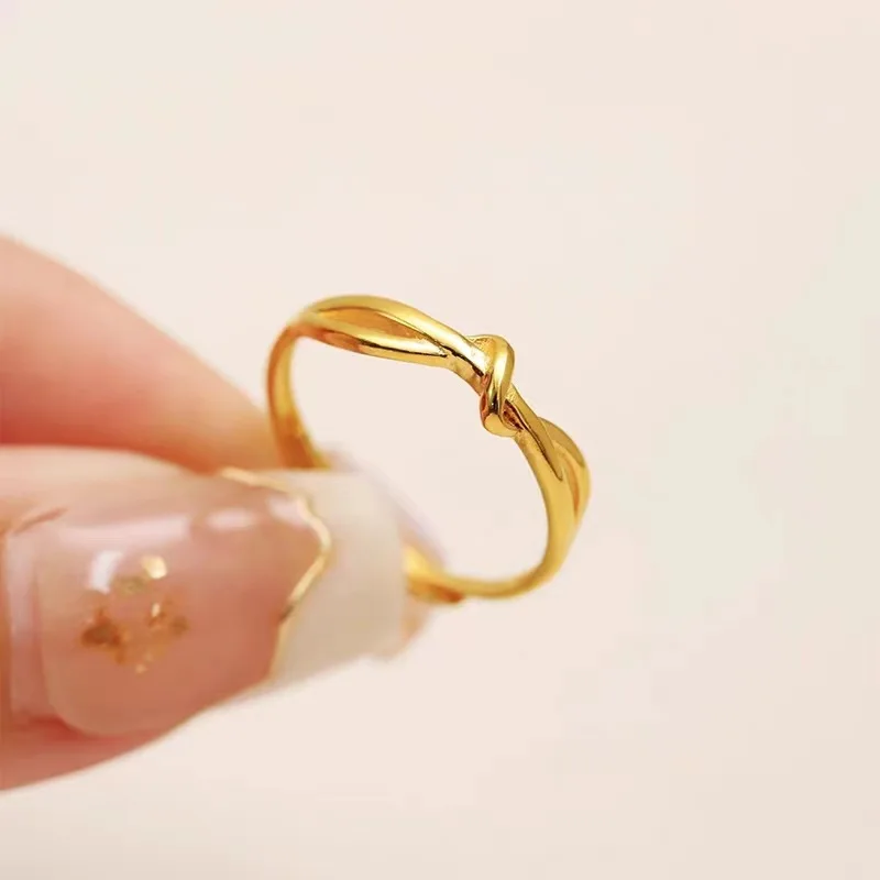 

Au999 Yellow gold bond ring Yellow gold temperament fashion net red the same open ring hand ring jewelry