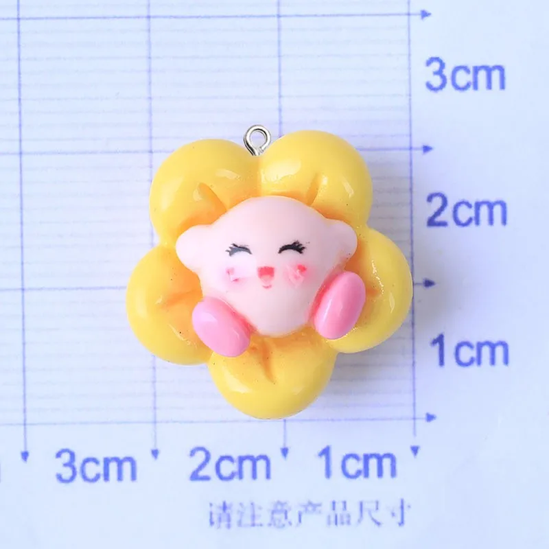 10Pcs Catoon Glossy Flower Strawberry Resin Charms Anime Keychain Phone Decor Accessories Kawaii Earrings Pendant Jewelry Making