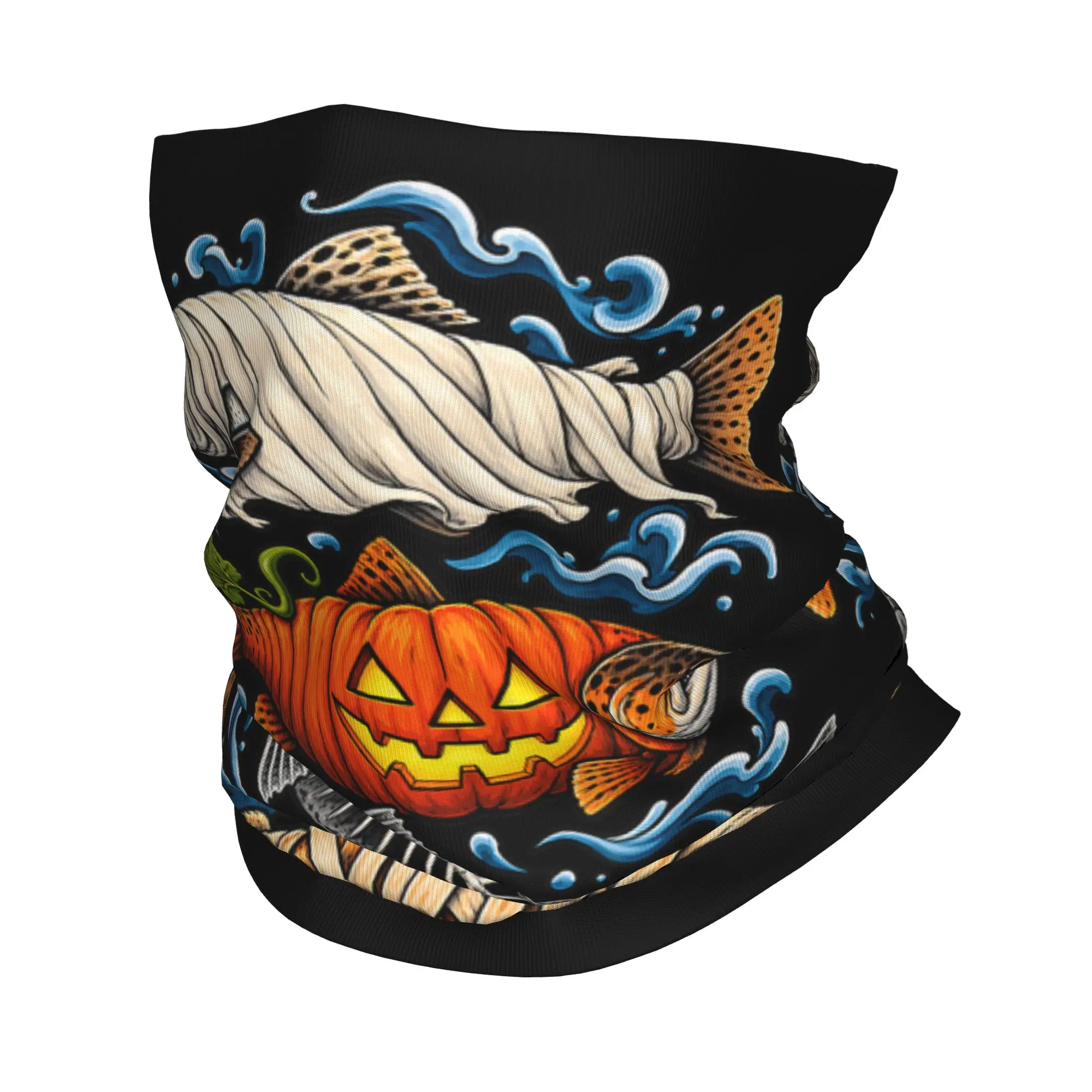 Halloween Trout Fish Ghost Pumpkin Bandana Neck Cover Balaclavas Wrap Scarf Printed Skeleton Mummy Headband Riding Unisex Adult
