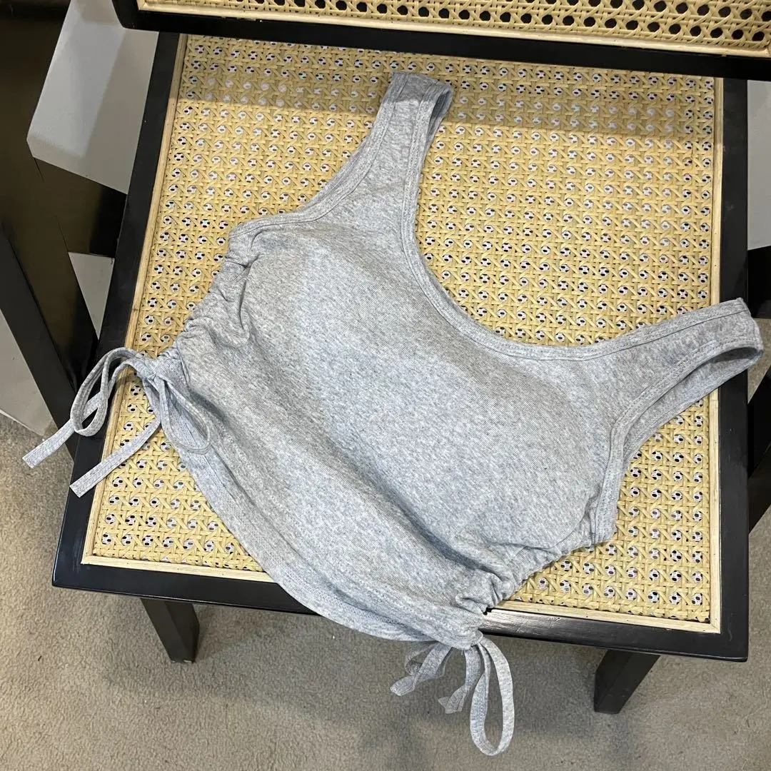 girl Tanks camisole women new fashionable drawstring careful machine slim fit short beautiful sleeveless top inner wear Camis