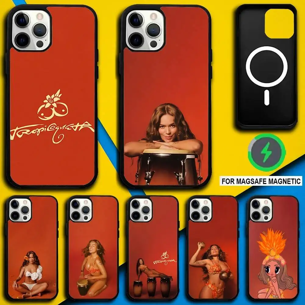 

K-Karol G Tropicoqueta Phone Case For iPhone 16,15,14,13,12,11,Pro,Max,Plus,Mini,SE4,E Magnetic Magsafe Wireless Charging