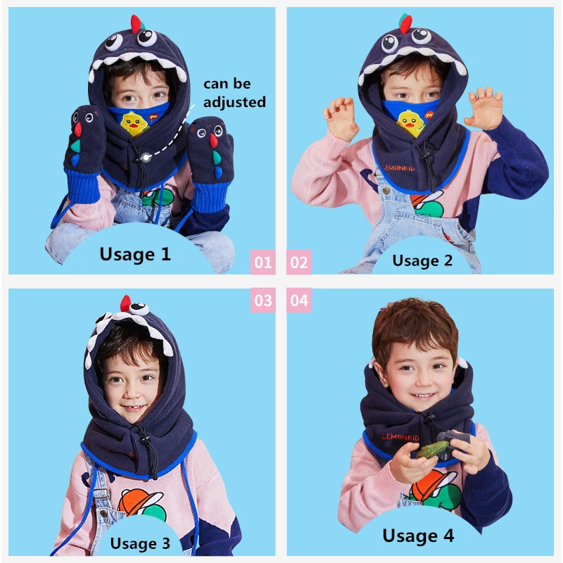 Kids Winter Fleece Warmer Balaclava Cap Thermal Tactical Military Helmet Windproof Full Face Mask Cover Ski Beanies For Boy Girl