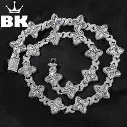 THE BLING KING Zirconia Clover Infinity Link Chain Necklace 19MM Width Full Iceld Out Colorful CZ Shiny Luxury Lovely Jewelry