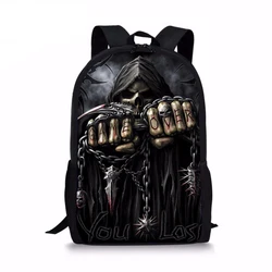 Mochila com estampa de caveira legal para meninos e meninas, mochilas escolares para adolescentes, estudantes, diariamente, homens, crianças, meninos, meninas, 16