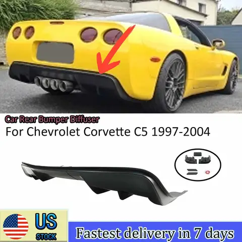 Per Chevrolet Corvette C5 1997 1998-2004 Un Set 3PCS Auto Paraurti Posteriore Diffusore Accessori Nero Opaco Spoiler Splitter Body Kit
