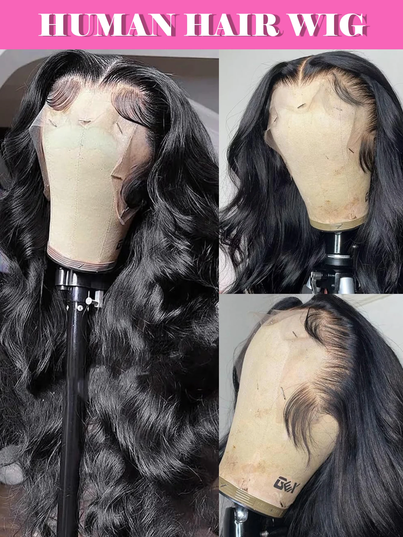 바디 웨이브 레이스 프론트 가발 인모 13x6 바디 웨이브 인모 가발 프리 플러킹 글루리스 200% 밀도 브라질리언 버진