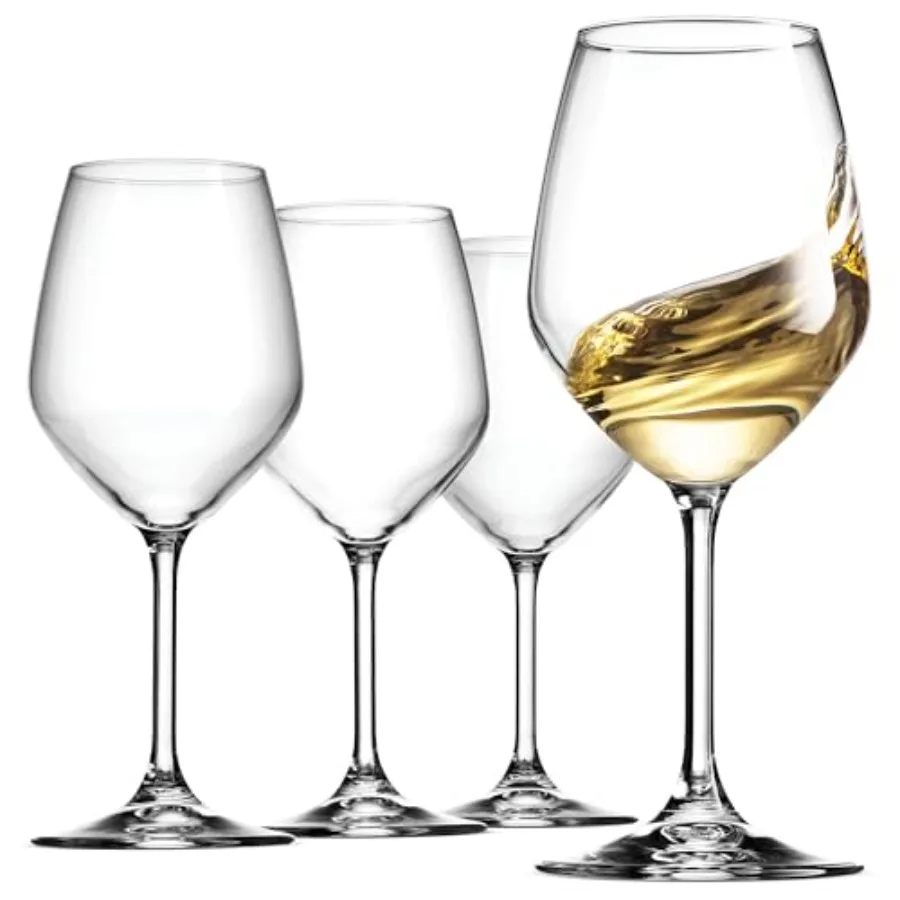 

Набор из 4 бокалов для белого вина, 14,75 унций: кристально прозрачные стеклянные бокалы с лазерной гравировкой по краю для дегустации вина, элегантная посуда для вечеринок.