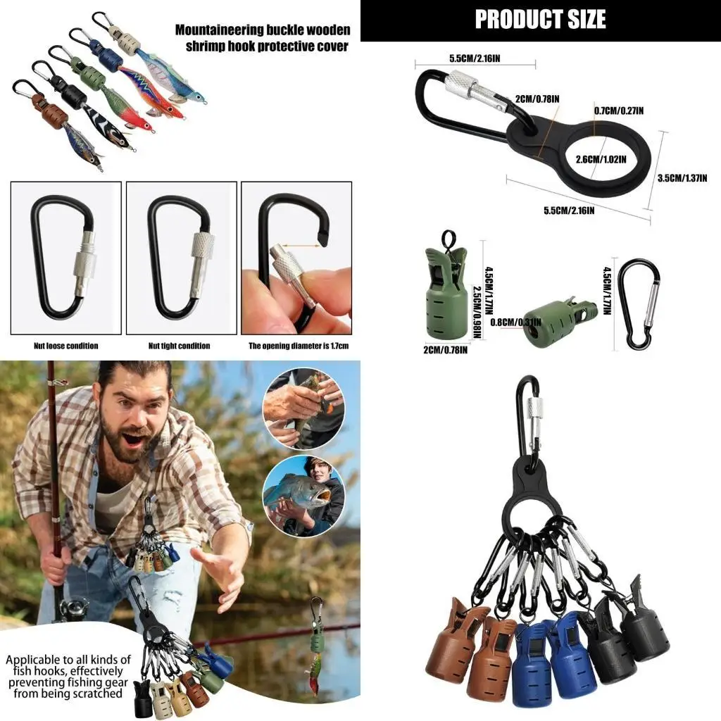 

Y1UC Squid Jig Protector Fishing Lure Caps with Carabiner Fishing Tackle Box Tool
