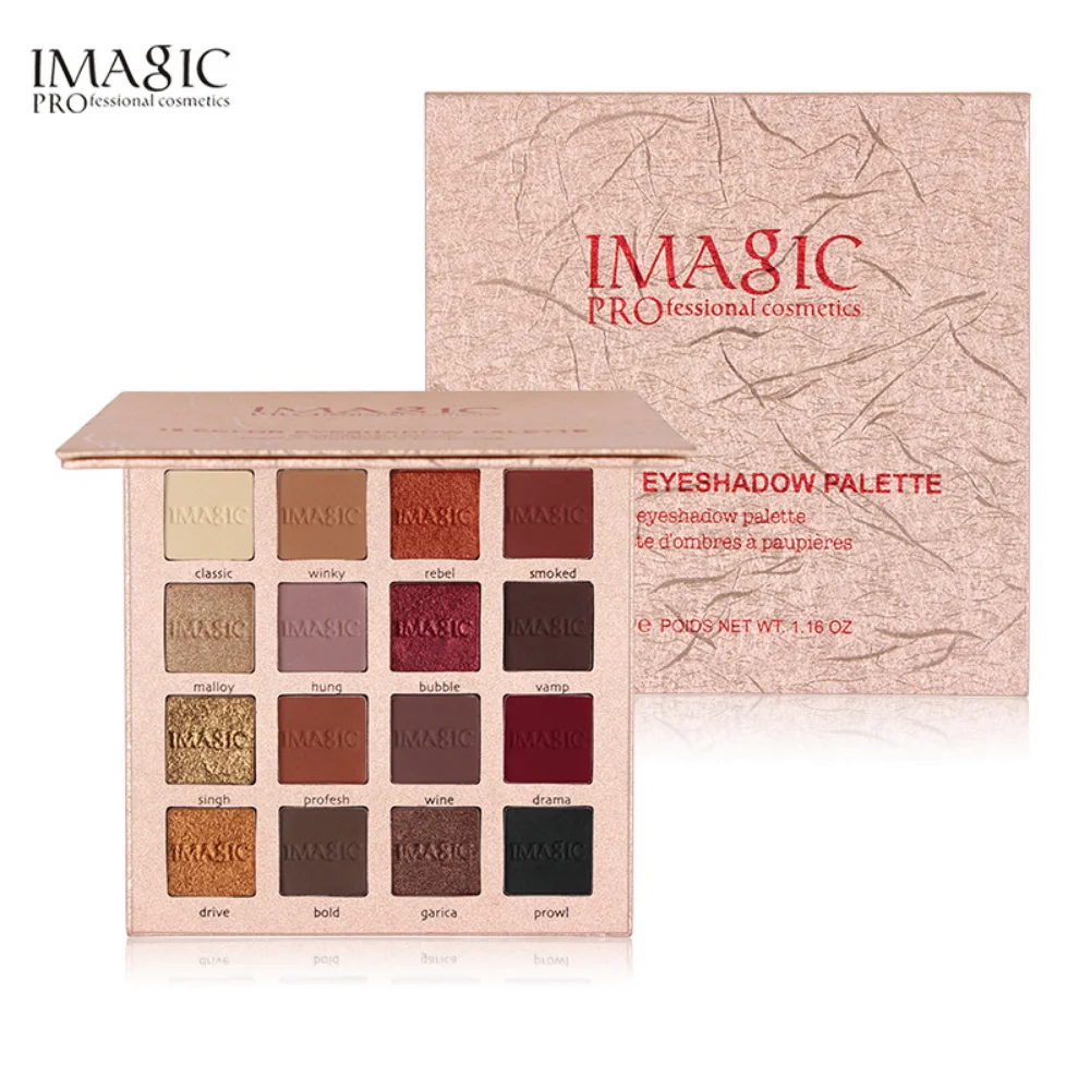 IMAGIC New Arrival Charming Eyeshadow 16-Color Makeup Palette Matte Shimmer Pigmented Eye Shadow Powder Makeup Cosmetics