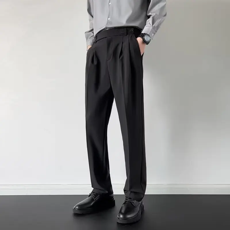 

Men's Spring and Autumn British Light Mature Style Casual Pants, Fashionable Business Straight Loose Casual Dress Pants M-2XL