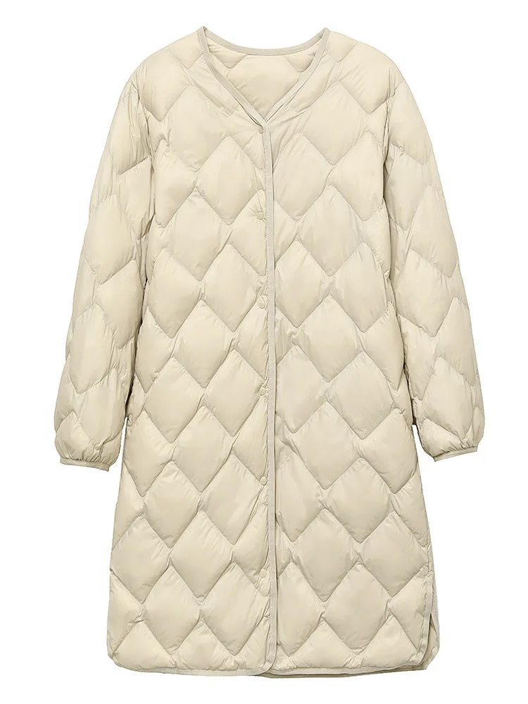 New Ultra Light Down Jacket Women Duck Down Coat Female Diamond Warm Lighteight O-neck Coat