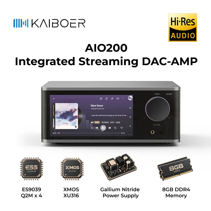 Kaiboer AIO200 All-in-One Network Streamer+DAC+Amplifier+Headphone Amp+CD Player Hi-Fi Lossless Streaming Audiophile-Grade DAC