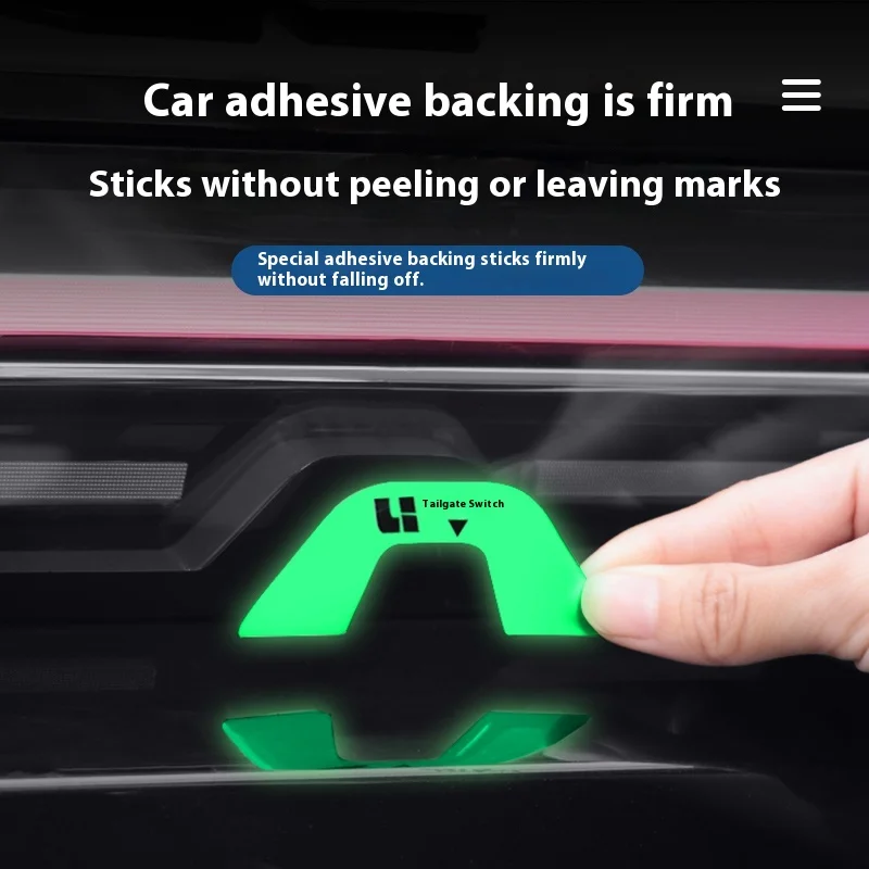 Fit For Li L6 L7 L8 L9 LIXIANG Tailgate Switch Button Sticker Fluorescent Reflective Trunk Warning Reminder Luminous Decal