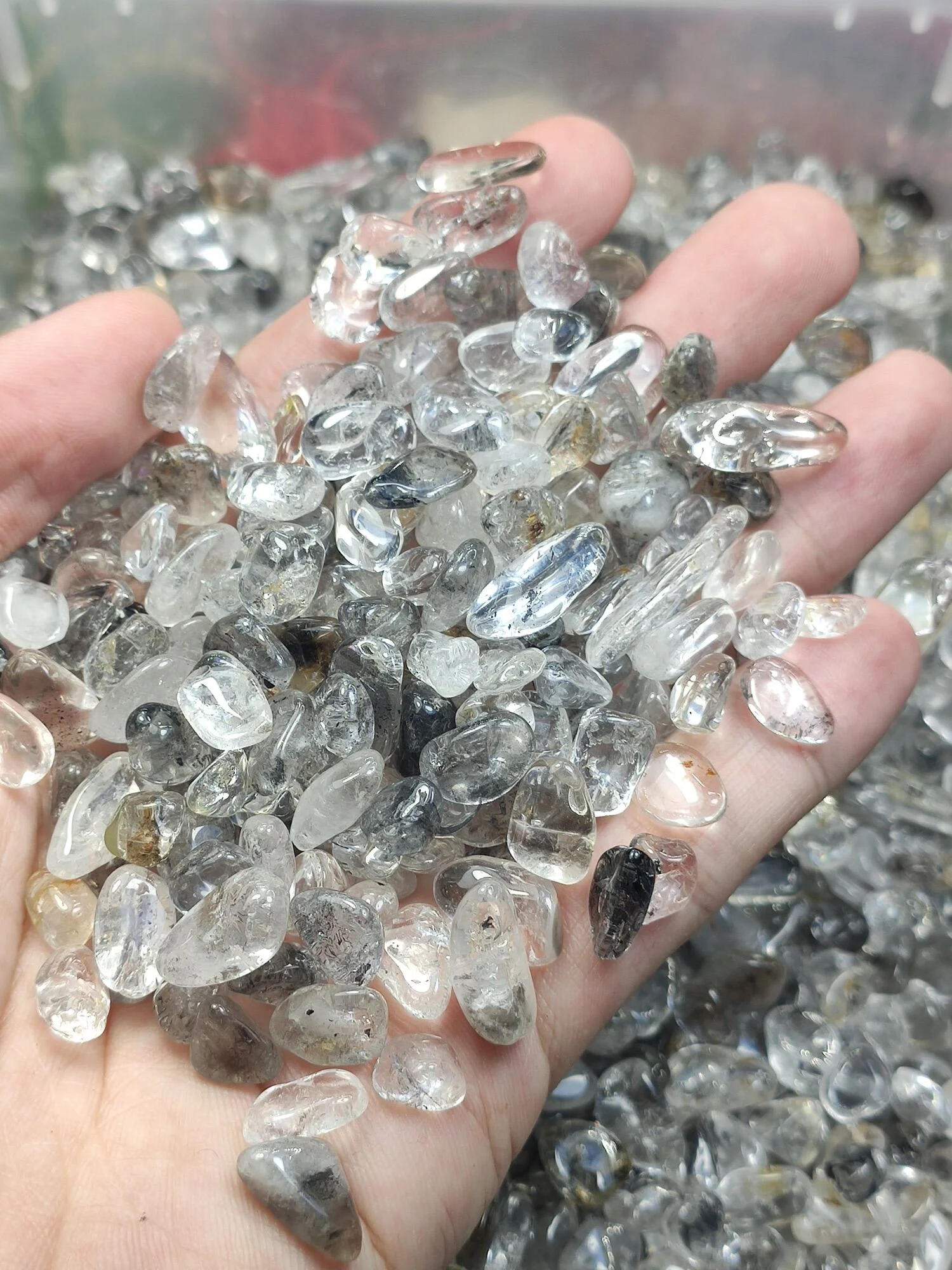 Chip di cristallo di diamante Herkimer da 3-12 mm, diamante Herkimer burattato naturale Chip naturali Cristalli Chip di diamante Herkimer Pietra grezza