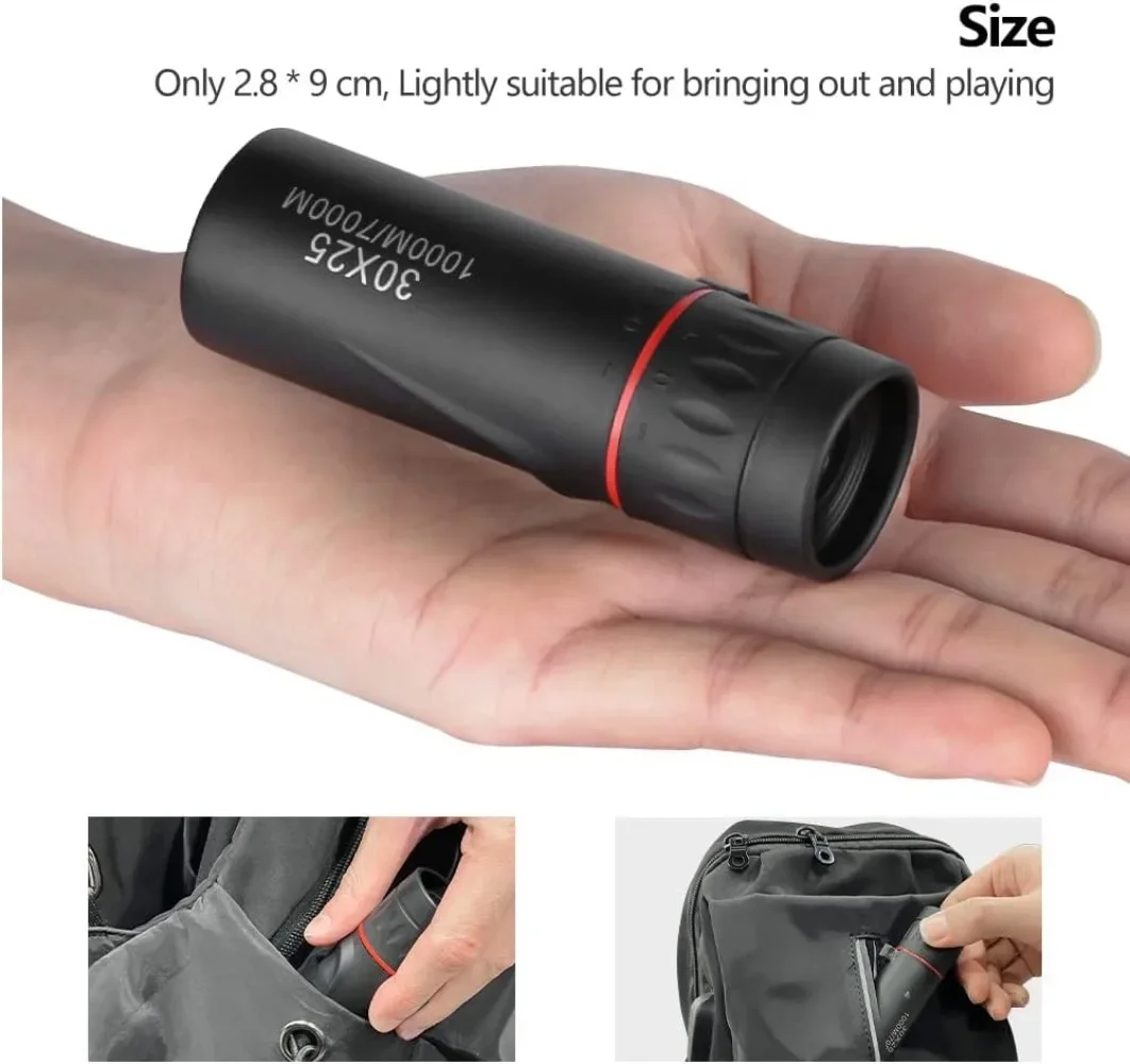 Monocular Telescope 30 x 25 HD Optical Focus Telescope for Outdoor Travel, Camping Hunting Portable Binoculars