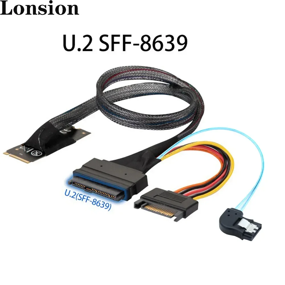

Высокоскоростной адаптер M.2 M-Key к U.2 SFF-8639 с левым угловым серверным кабелем SATA 15P и 7P
