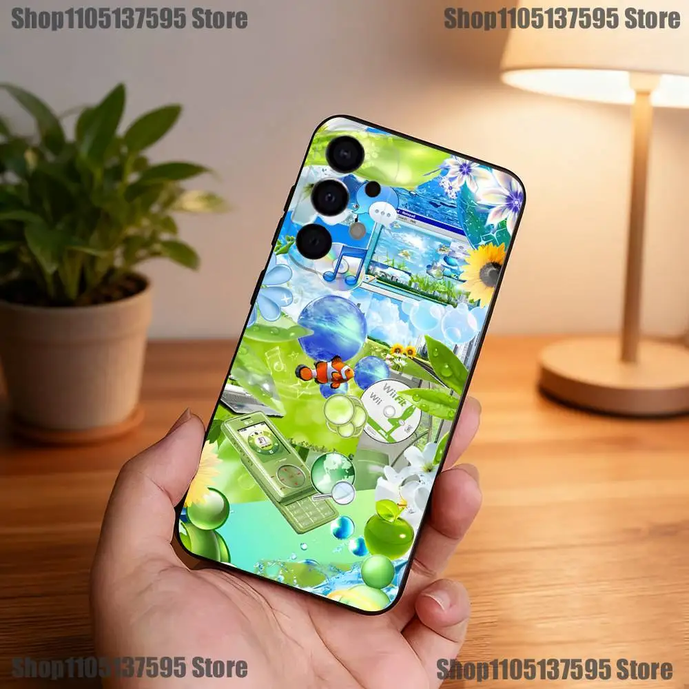 Funda de teléfono Retro Frutiger Aero para Samsung S25,S24,S21,S22,S23,S30,Ultra,S20,Plus,Fe,Lite,5G cubierta negra