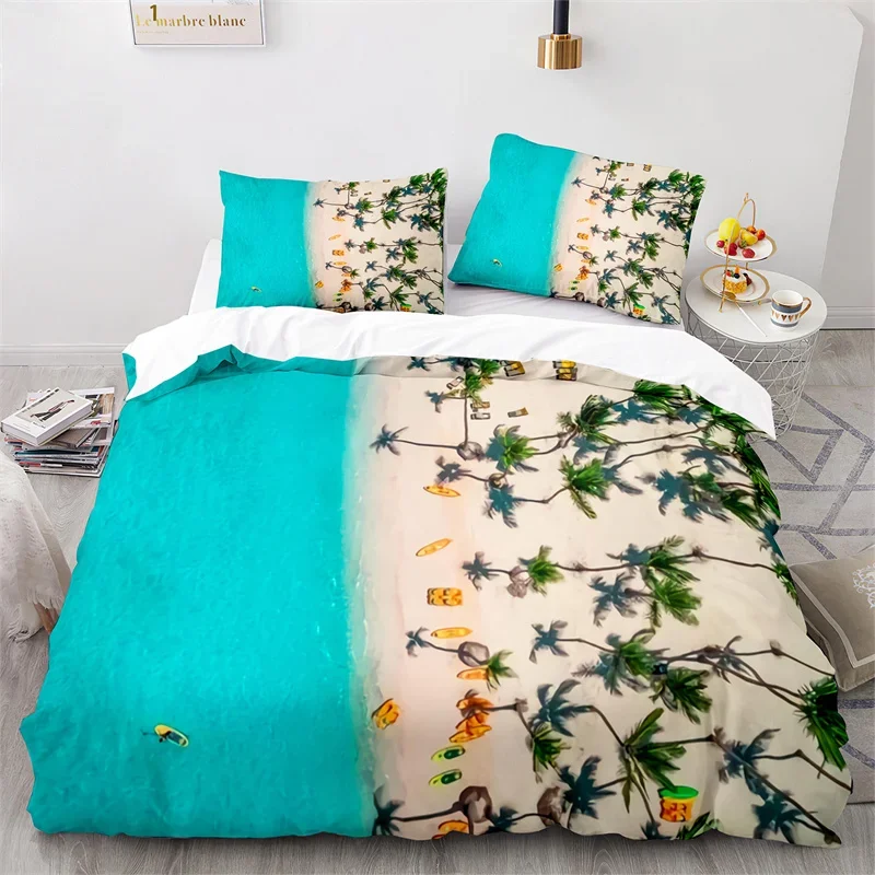 

Summer Beach Duvet Cover Queen For Kids Teens Ocean Bedding Set Microfiber Hawaiian Seaside Scenery Quilt Cover With Pillowcases