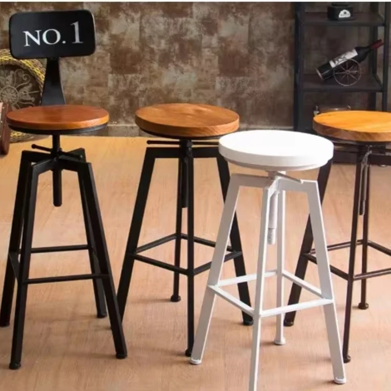 Industrial Swivel  Bar Stools ,Wrought-iron Bar Chair,Household Lift Bar Chairs,Solid Wood High Chair,High Bar Stools