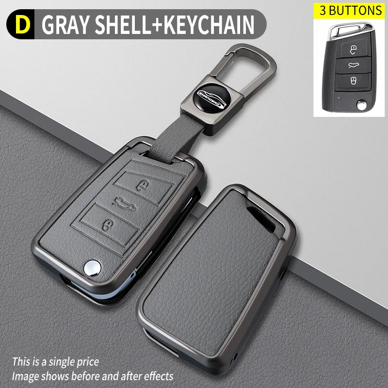 

Zinc Alloy Leather Car Key Case for Volkswagen Polo Golf7 MK7 Tiguan Passat Skoda Octavia Kodiaq Karoq Ateca Leon Key Fob