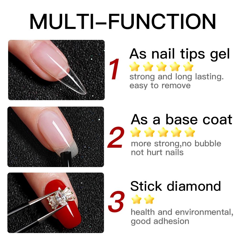 Als 15Ml Nagel Tips Lijm Gel Voor Valsen Nagel Tips Snelle Extensie 3 In 1 Functie Nagels Kunst Transparante Gel Polish Weken Van Uv-Gel