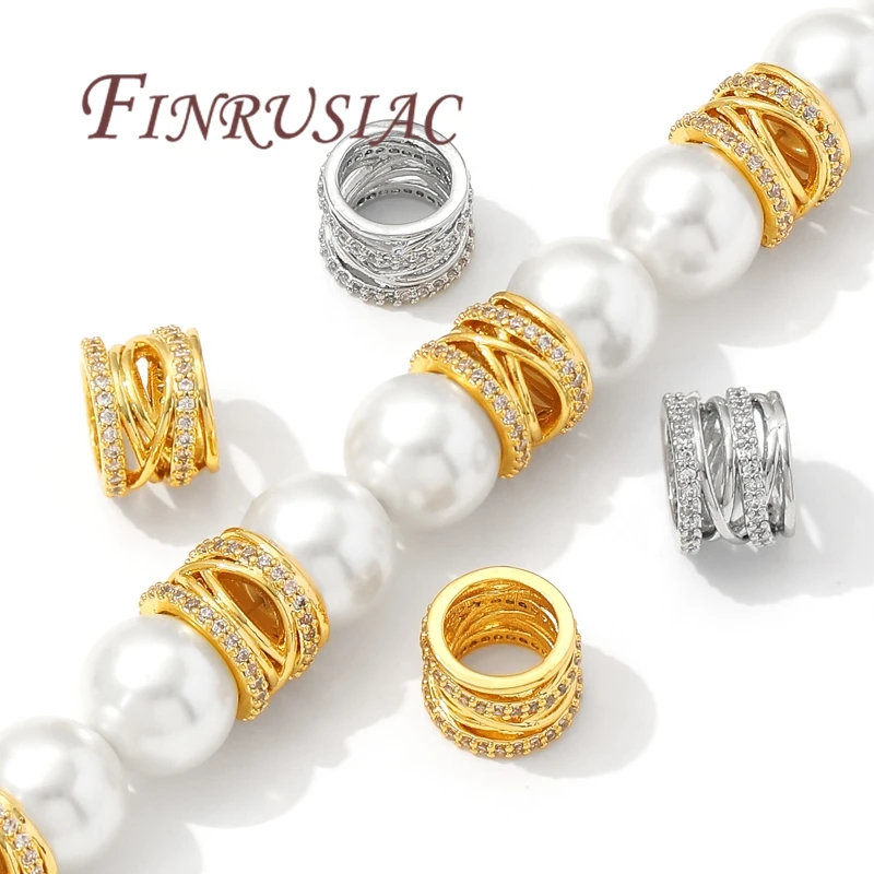 7.6mm*10mm Large Hole Beads,18K Gold Plated Spacer Beads For Bracelets Making,Bead For Necklace Accessories,DIY Findings