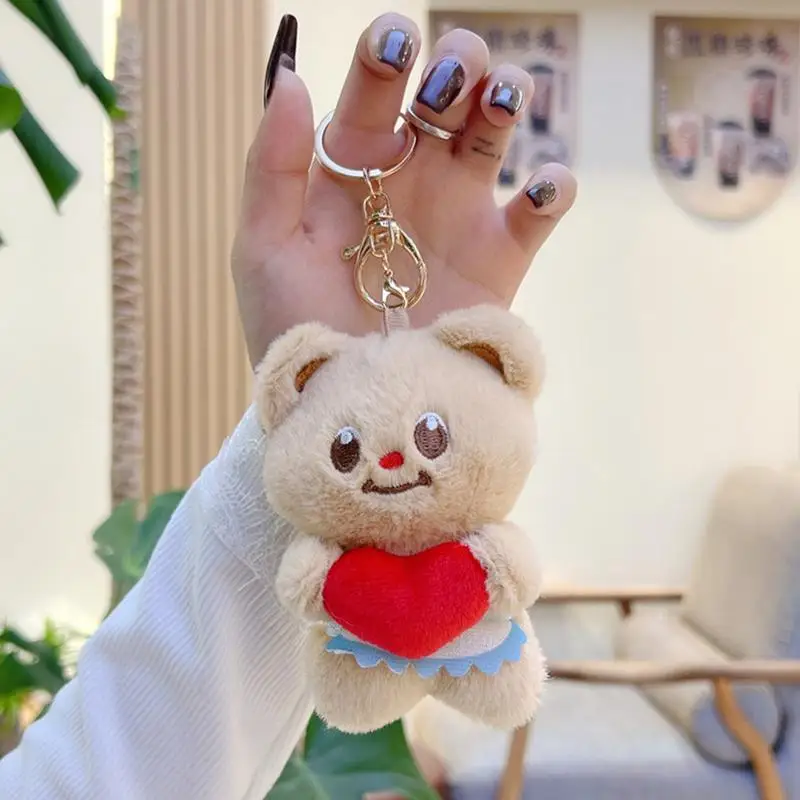 Bear Keychain Charm Car Keyring Decoration Plush Cute Stuffed Animal Bag Pendant Soft Keychain Charm For Bag Purse Backpack