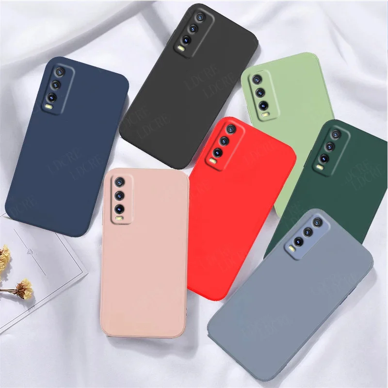 For Cover Vivo Y20 Case For Vivo Y20 Capas Luxury Liquid Silicone Shockproof Full Soft Cover For Vivo Y30 Y50 Y20S Y20 Fundas