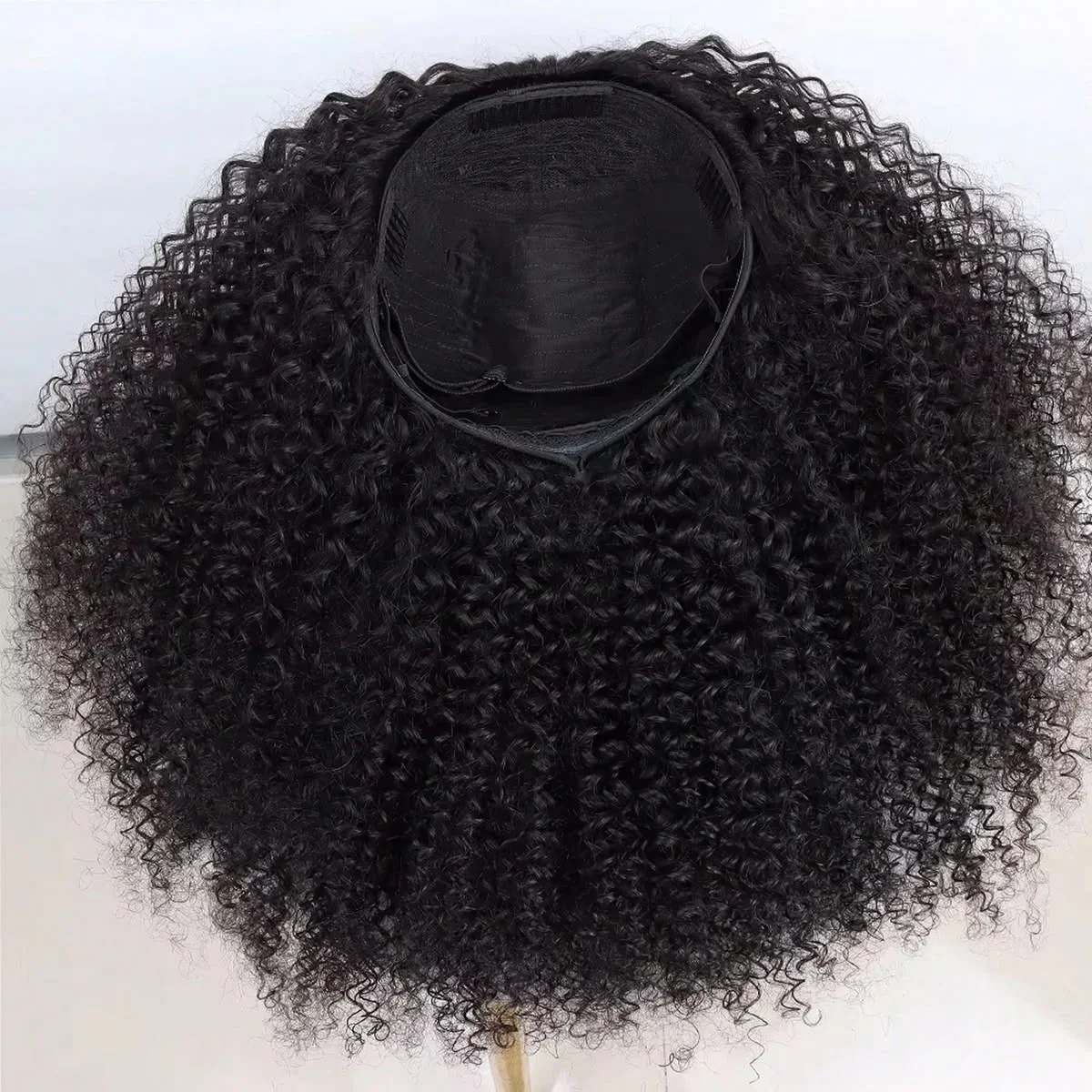 Rebecca Youth Jerry Curly Drawstring Ponytail Wig Fluffy Voluminous Curly Hair Half Wig Kinky Curly Natural Color Daily Styling