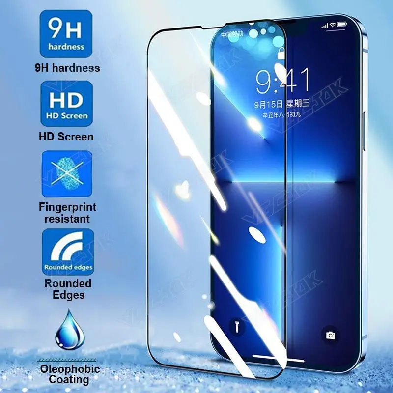 9D Anti-Burst Tempered Glass For Apple iPhone 14 Plus 13 mini 12 11 Pro Max Screen Protector iPhone X XR XS Max Protective Film