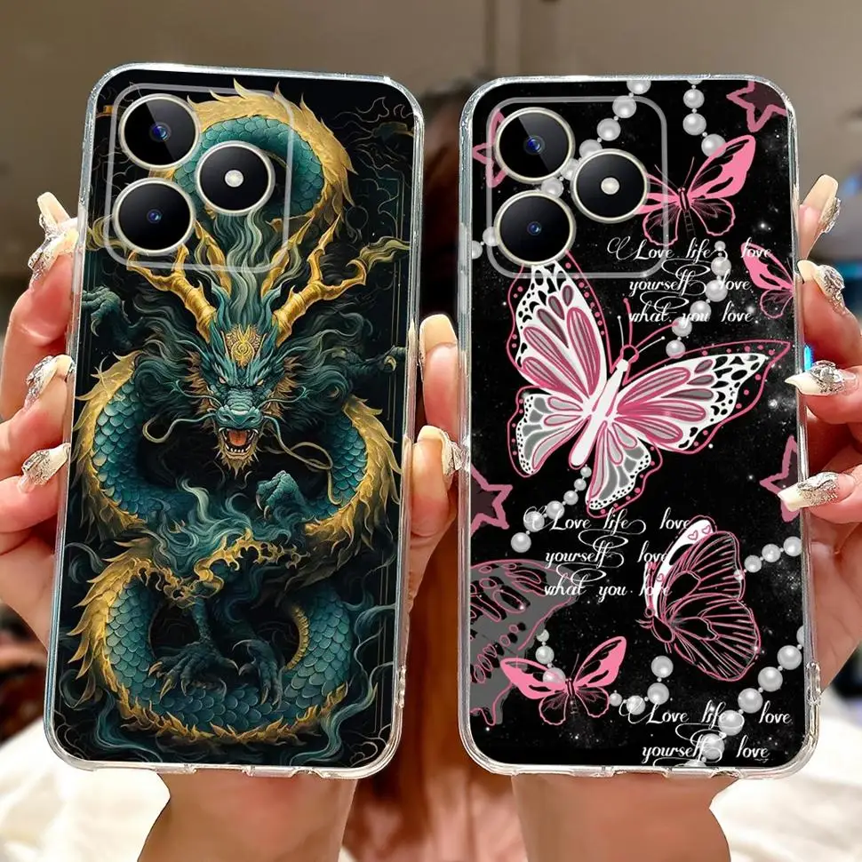 Phone Shell For Realme Note 50 Cases RMX3834 Dragon Animal Cover Soft Silicone TPU For Realme Narzo N53 NarzoN53 Protector Cover