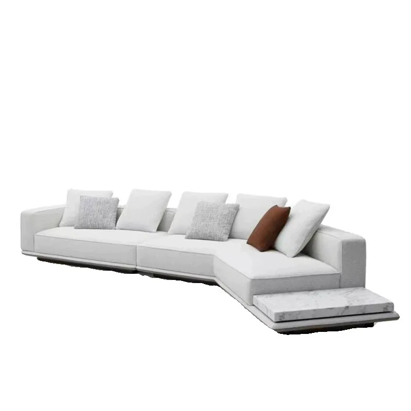 

Italian minimalist, horizon cotton and linen sofa, special-shaped fabric, living room villa, light luxury sofa