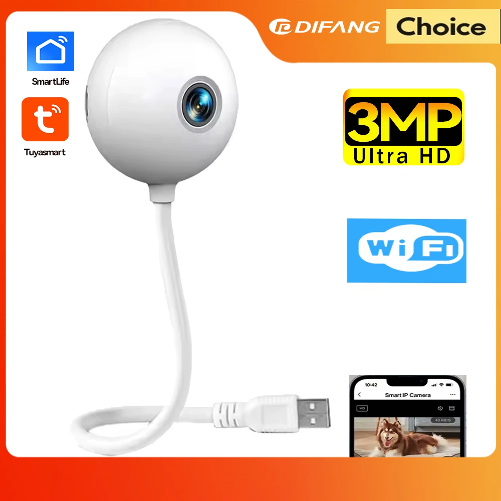 Tuya WiFi Camera Indoor 2K 3MP Smart Home Bulb Mini Cam Auto Tracking Baby Monitor Video Cam SmartLife TUYA Security Cam