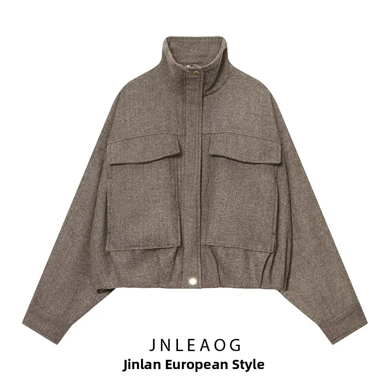 

JNLEAOG Faionable Plaid Pilot Jaet Women's ort Outerwear Autumn New Arrival Versatile Design Polyester Fiber Zipper Clo...