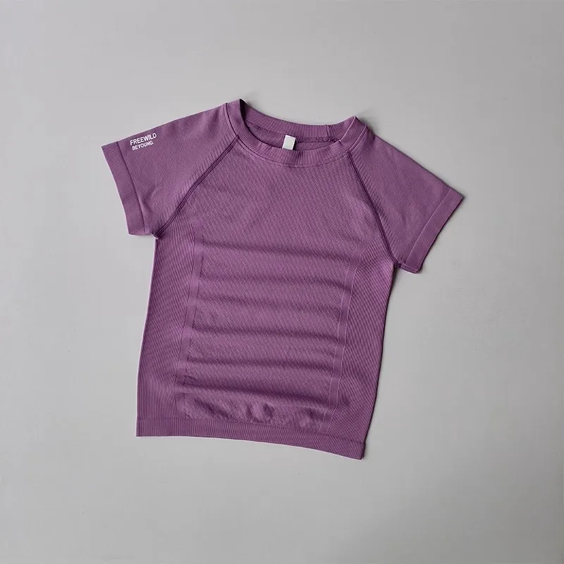Damen Yoga-Top, nahtloses Sport-T-Shirt, sexy Fitnesskleidung, kurzärmeliges Yoga-Shirt, Gym-Top, Lauf- und Sportbekleidung, Damen-Sport-Top – Detail 7