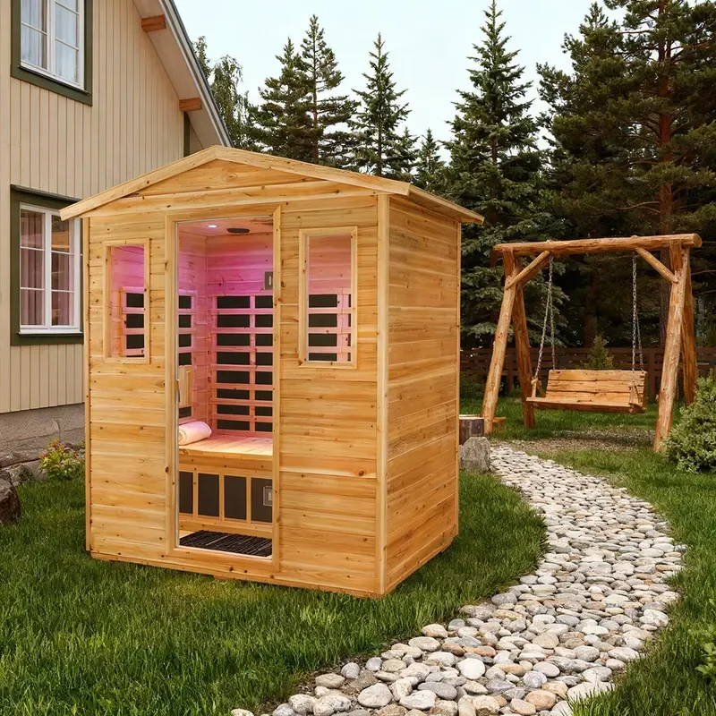 2 Person Outdoor Infrared Sauna Tent Traditional Black Red Light Therapy Ice Bath Spa Compression Therapy Portable Home Use