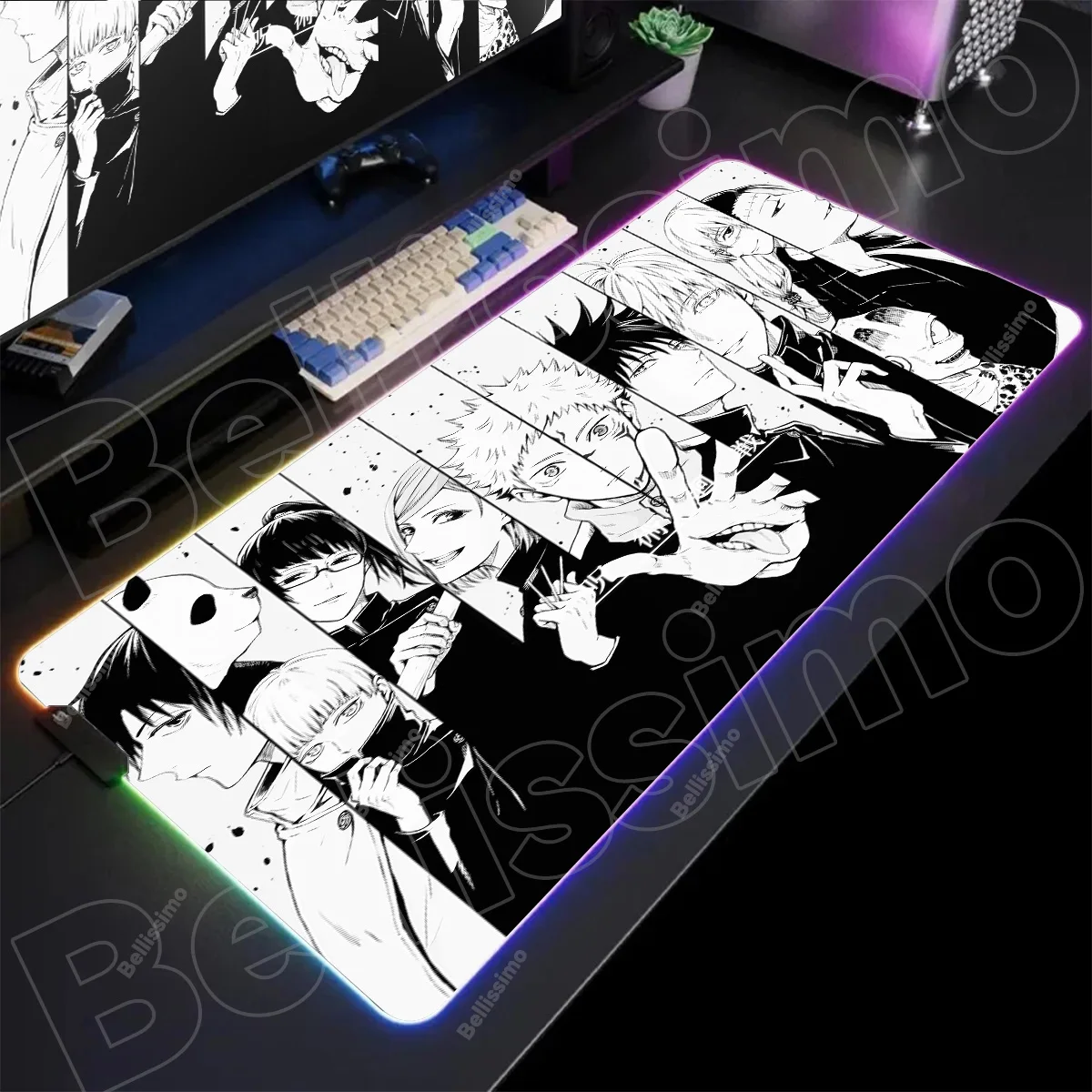 

Jujutsu Kaisen RGB Backlight Mouse Pad Anime Led Mousepad Keyboard Deskmat Large Gojo Satoru Gaming Accessories Shine Mouse Mat